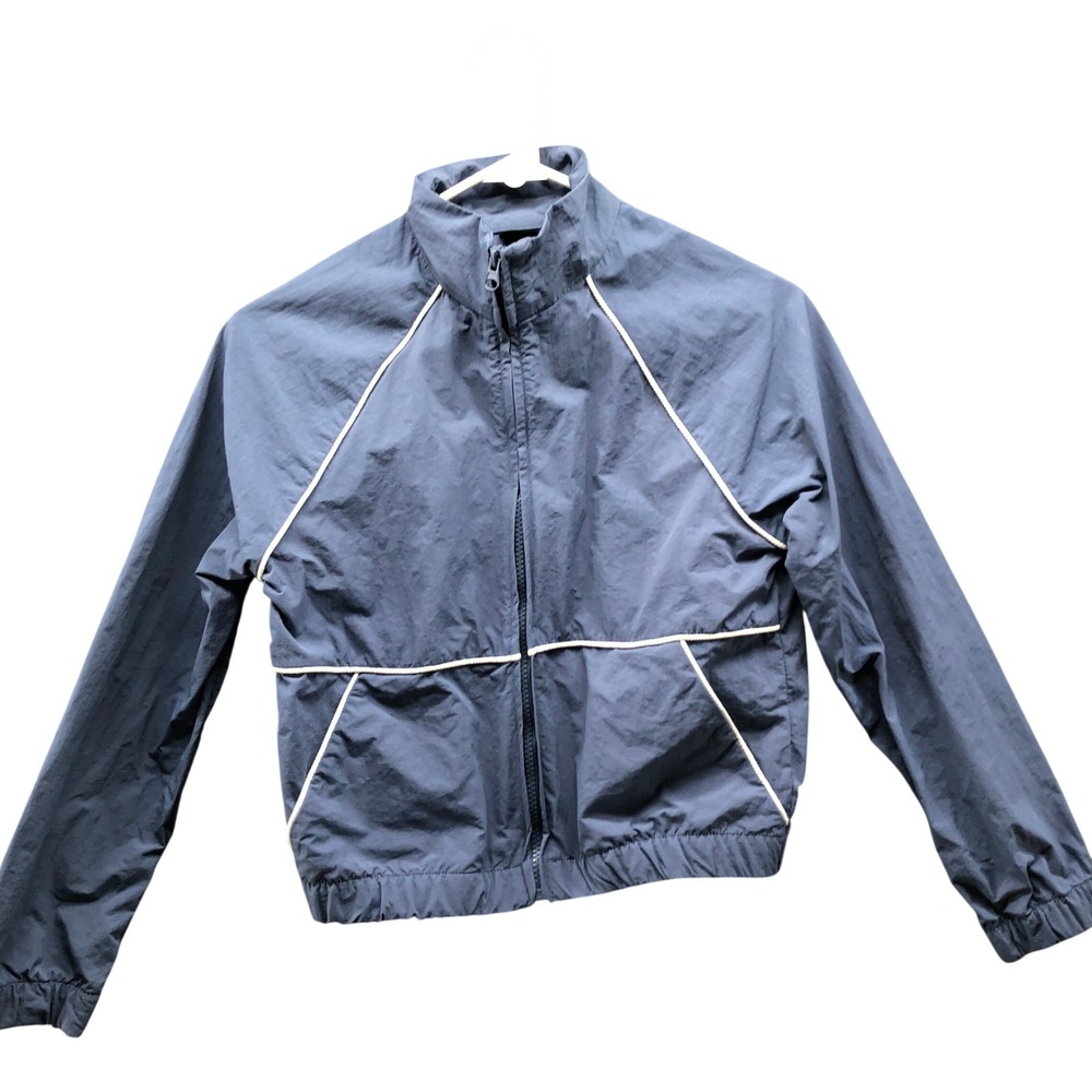 Art Class Girls 6-7 (S) Cropped Windbreaker Jacket‎ Blue Full Zip Mock Neck
